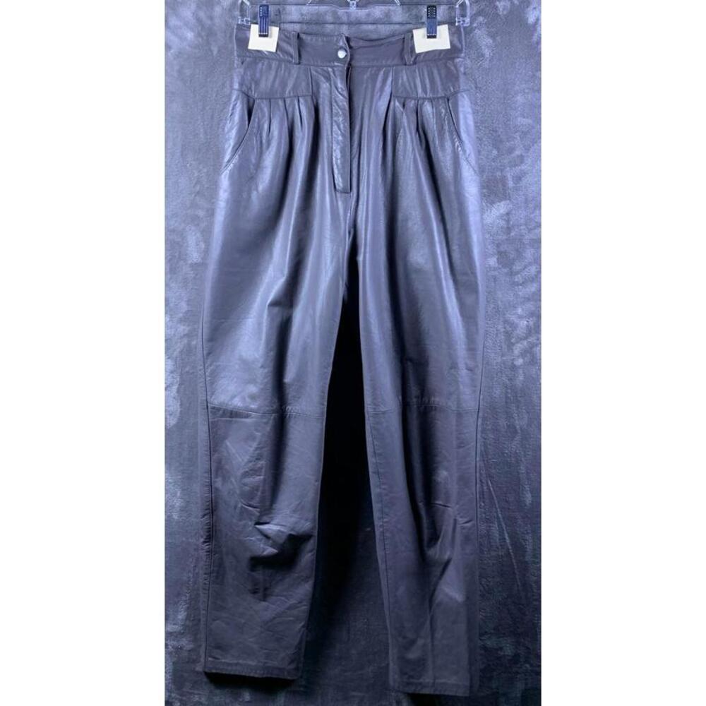 Vintage 80/90s Women's Toffs Gray Leather Pants (727)
